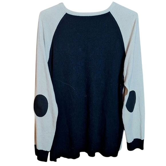 J. Crew Women XL Cream/ Black Lightweight Elbow Patch Button Detail Sweater - Picture 4 of 6